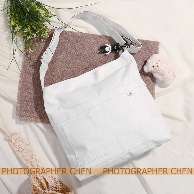 Túi tote đeo chéo đeo vai đi học vải canvas nữ CHEN túi vải a4 đựng laptop sách vở ulzzang tặng kèm sticker TX34