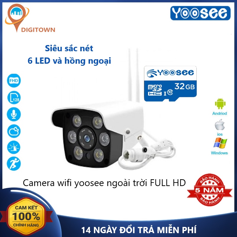 Camera wifi yoosee ngoài trời 3.0 FULL HD siêu sắc nét Chuyên dụng ngoài trời xem đêm có màu BH 5 năm