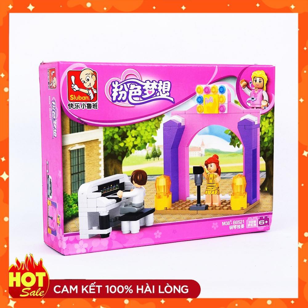 [Lego con gái ] Đồ chơi lego dành cho bé gái ⚡ Ảnh thật ⚡ Bộ Lắp Ráp lego Sân Khấu Nhạc Piano Sluban M38-B0521 (109Mảnh)