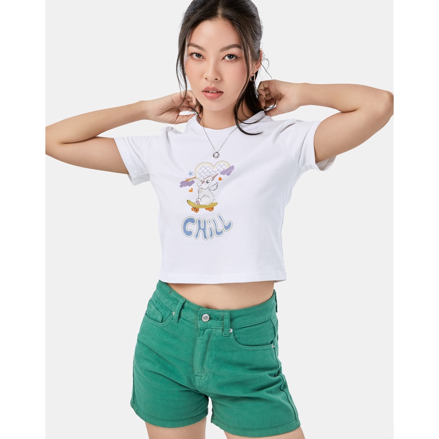 Áo Thun Thời Trang JUNO Crop-Top Pet Chill JNATH032