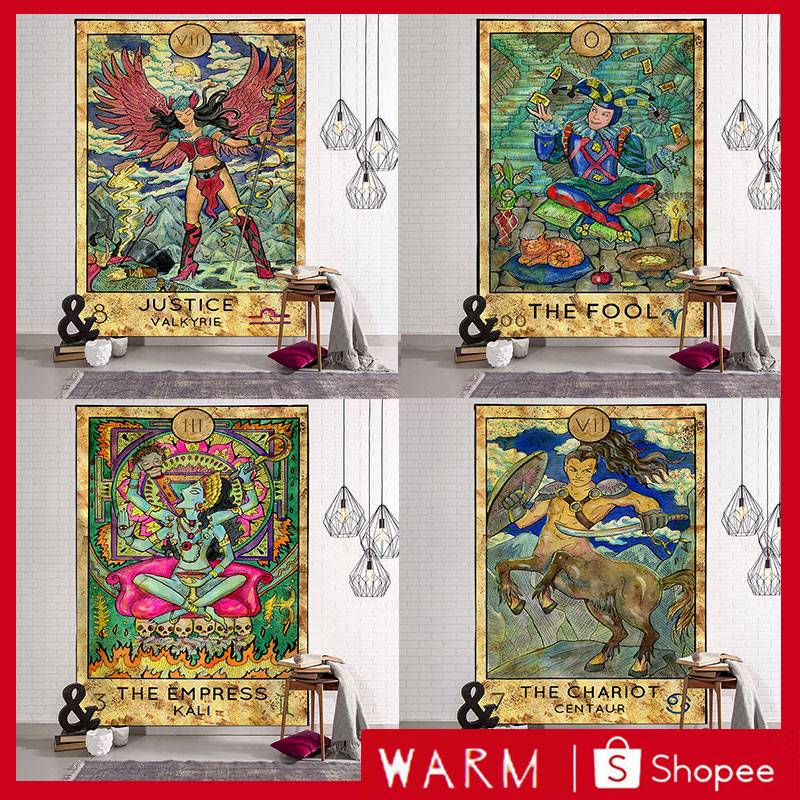 Bài tarot màu treo vải trang trí tường treo vải phòng ngủ retro sáng tạo tấm thảm bói toán Tường Trang trí Nghệ thuật Trang chủ Tấm thảm Phông nền Treo Chăn |Vải treo tường Decor phòng hot nhất