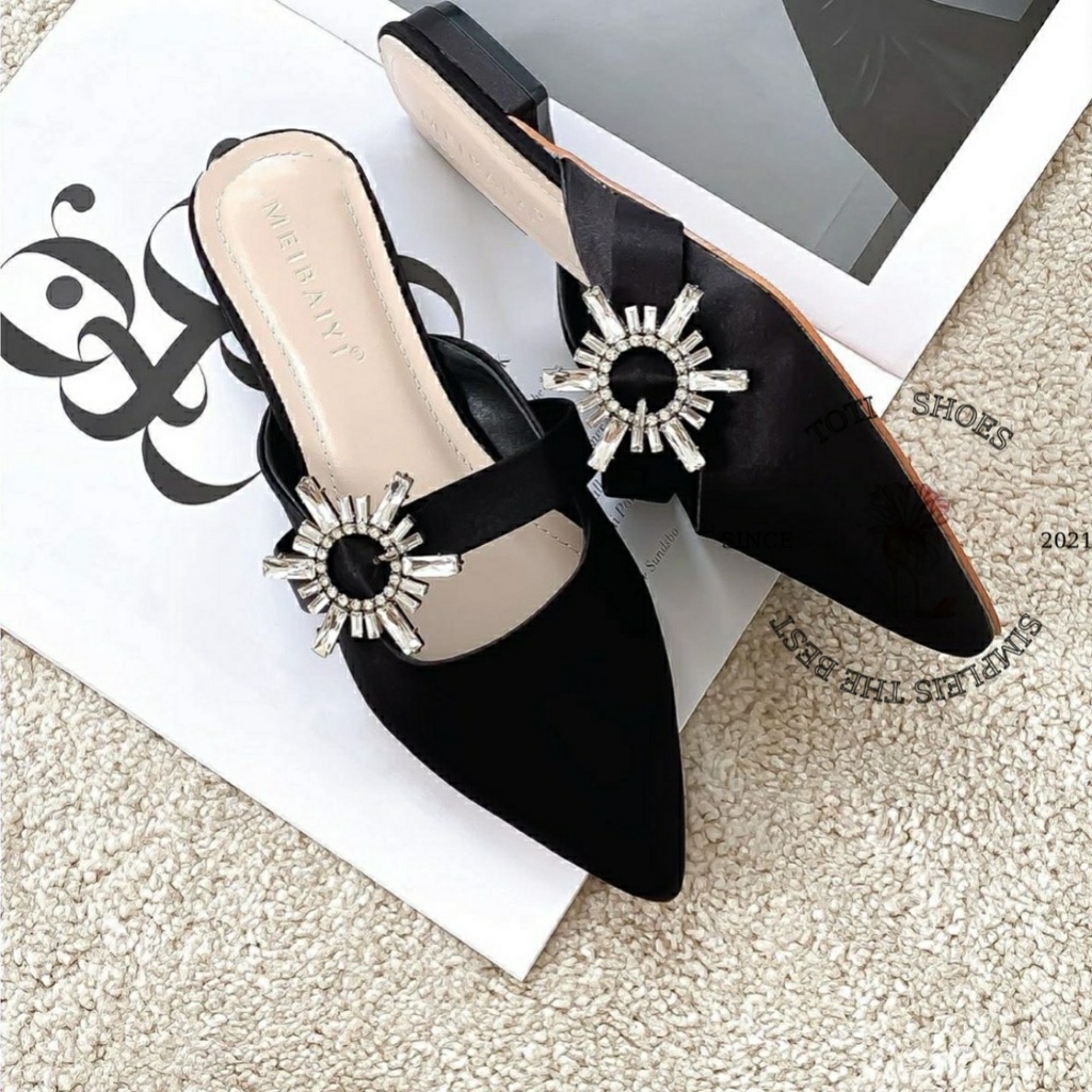 SỤC NỮ TOTIIE STORE - DÉP BÍT MŨI THỜI TRANG QUAI GÀI ĐÍNH ĐÁ - DÉP BỆT MŨI NHỌN CAO CẤP D2012830