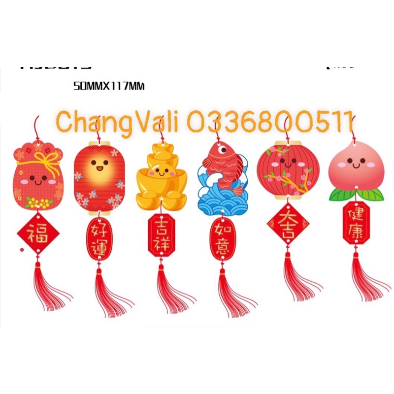 Set 6 tag treo Tết,vòng đào,mẹt,oản ,cây đào quất - HN3