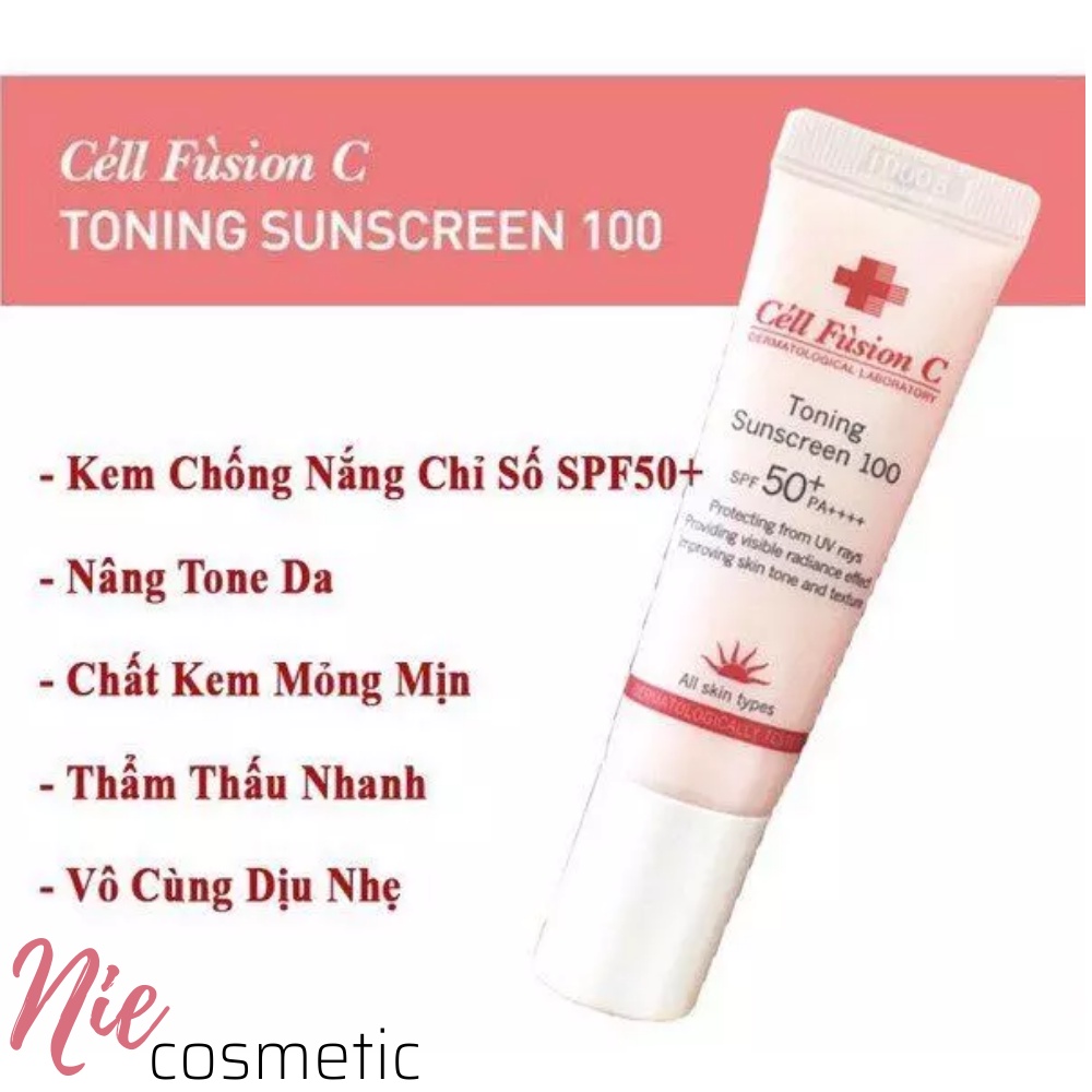 Kem chống nắng 10ml Cell Fusion C Toning Sunscreen màu hồng