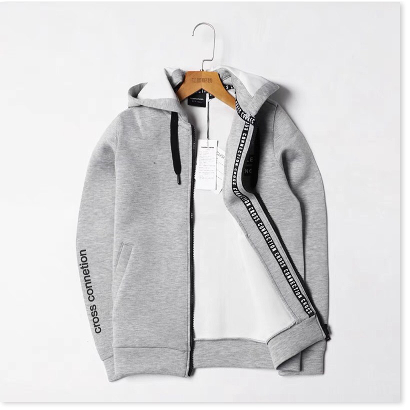 Áo khoác hoodie nam nữ phối logo cùng chữ kết hợp có mũ, 2 bên túi hiện đại thoáng mát sang trọng