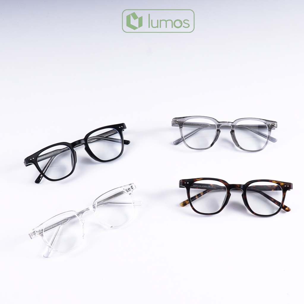 Gọng kính cận Lutto nam nữ vuông đẹp thời trang Hàn Quốc cao cấp chống tia UV Lumos 9078
