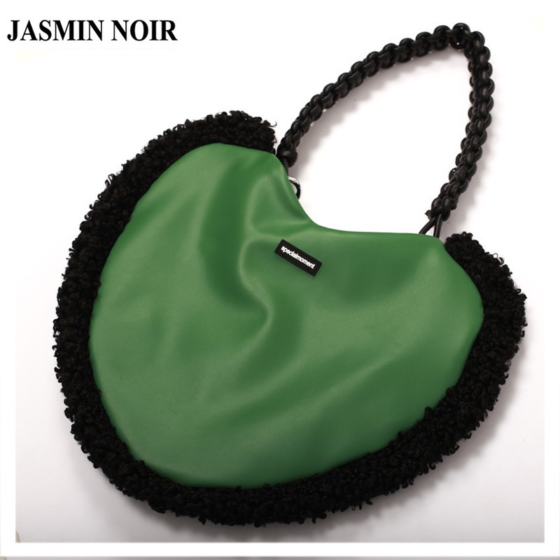 Túi đeo vai JASMIN NOIR hình trái tim phối lông sành điệu cho phái nữ