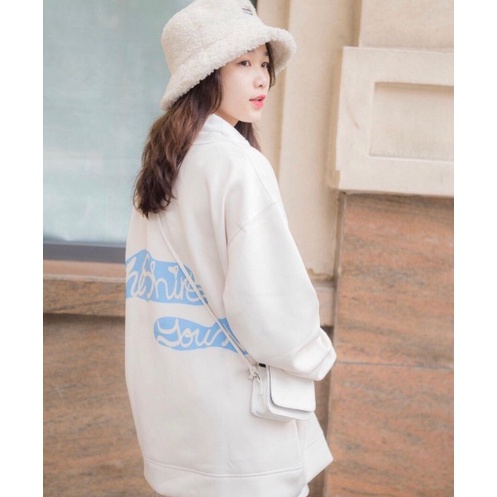 Áo Thun Sweater Nỉ Nữ Trắng Sky IM SICK 61kg - Dài Tay Dáng Rộng G0101