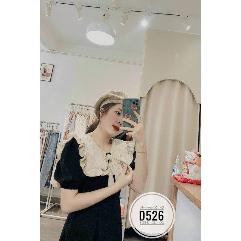 [Mã FATHANG5 giảm 10K đơn 50K] Bigsize Đầm phối cột nơ D526 | BigBuy360 - bigbuy360.vn