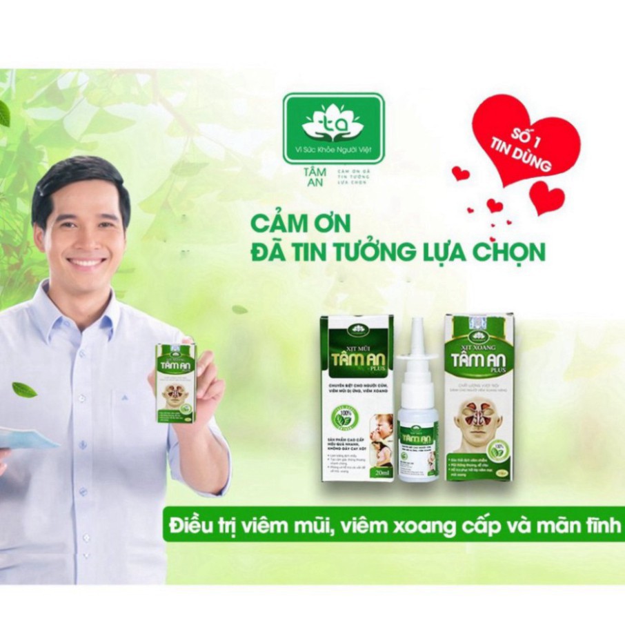 Lời khen ngợi đáng giá [CHÍNH HÃNG] Xịt Mũi Cao Cấp Tâm An - Viêm Mũi, Viêm Xoang Hắt Hơi, Sổ Mũi, Nghẹt Mũi, Ngứa Rát M