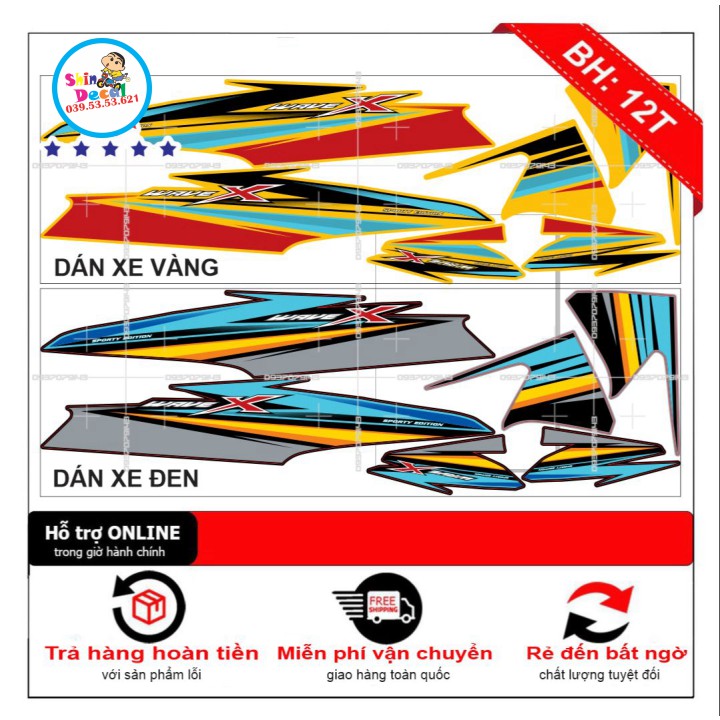 Tem xe wave X 2016 a sơn decal