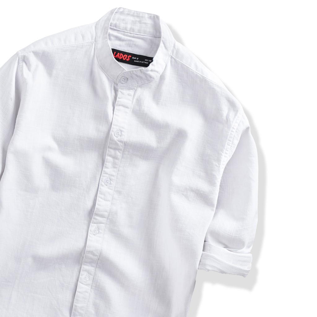 Áo sơ mi dài tay cổ trụ dành cho nam LADOS - 8057 chất vải Linen thô - Áo sơ mi nam thời trang | BigBuy360 - bigbuy360.vn