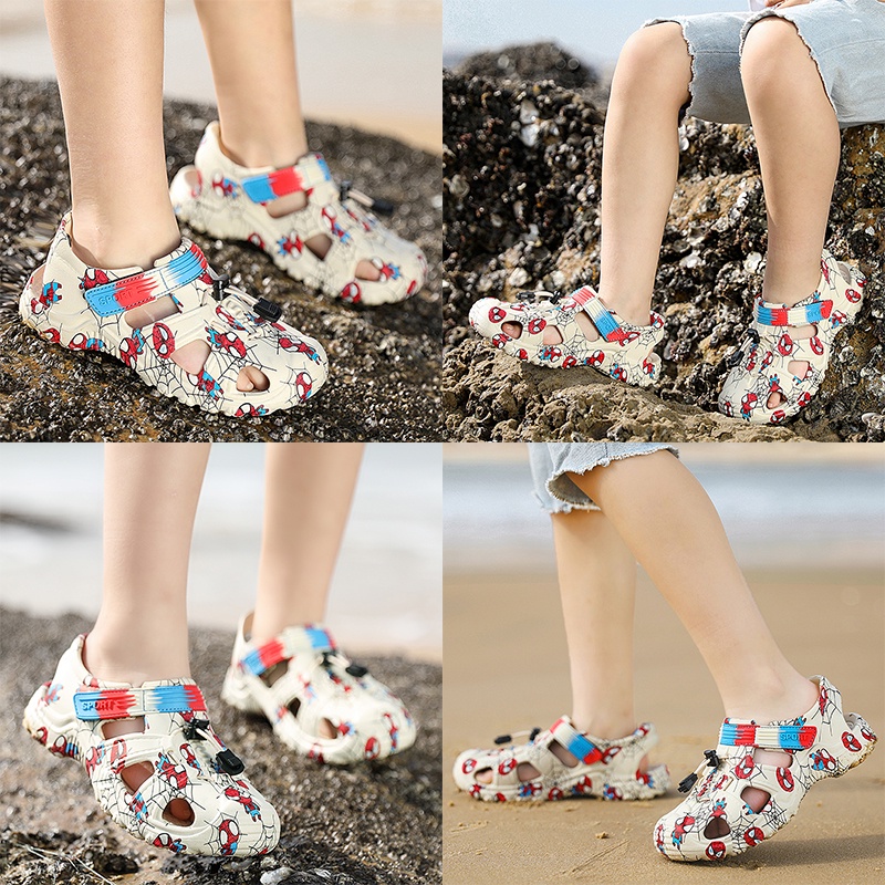 Đôi xăng đan đi biển hình người nhện thời trang mùa hè cho bé trai 2022 kích thước 28-35