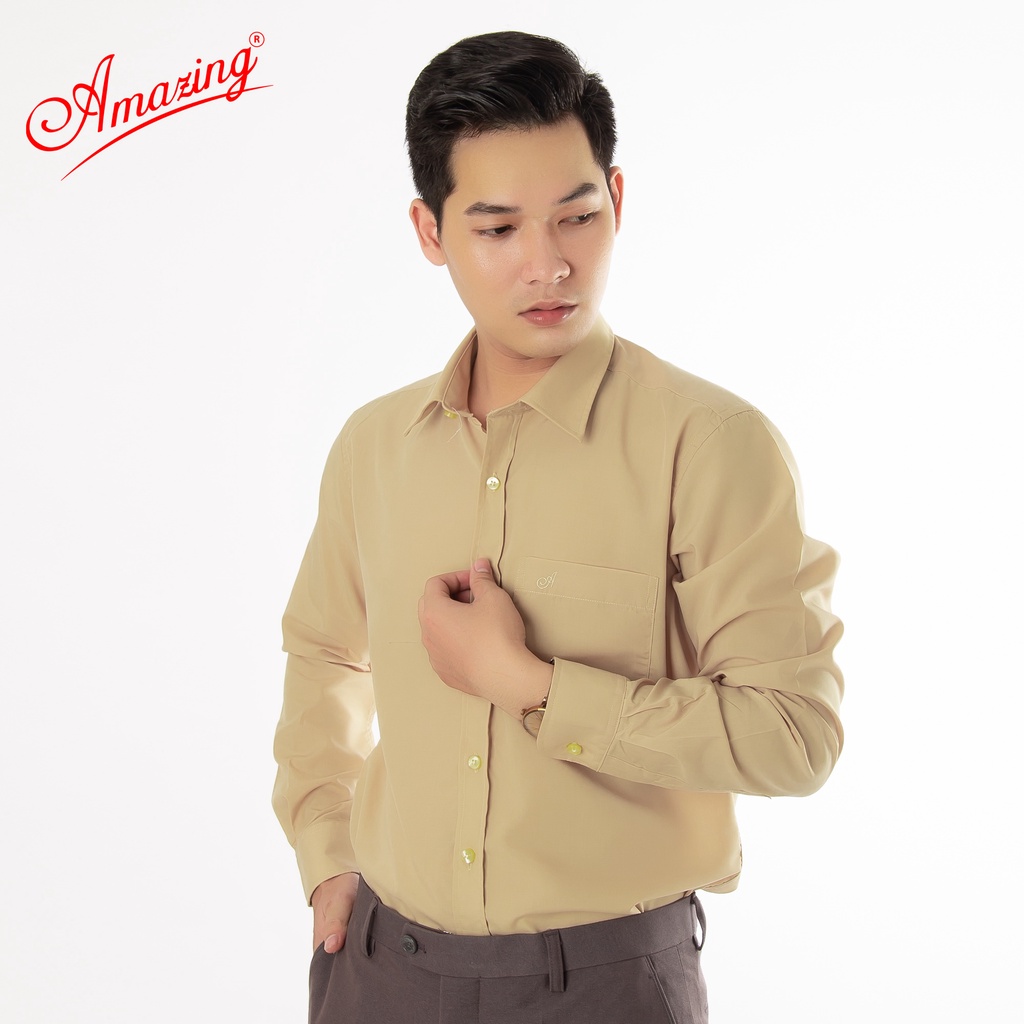 Amazing, áo sơ mi nam trung tuổi, chuẩn size basic, form suông, đa dạng sắc màu, chất liệu kt silk mềm mướt