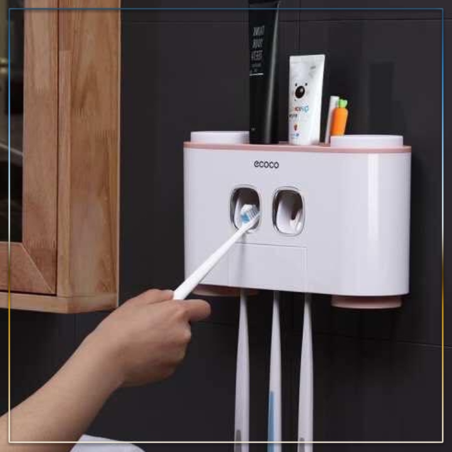 Kệ Treo Bàn Chải Nhả Kem Đánh Răng Dán Tường Cao Cấp ECCO - Nhả kem đánh răng Gia Đình