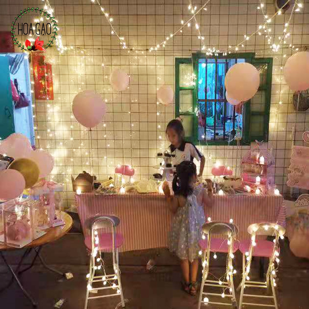 Dây đèn led trang trí noel phòng ngủ ngoài trời 10m không chớp nháy HOA GẠO GDLK chống nước, treo nôi giá rẻ freeship