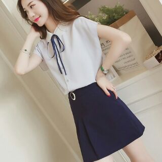 Áo sơ mi nữ buộc nơ dễ thương, áo uzzlang