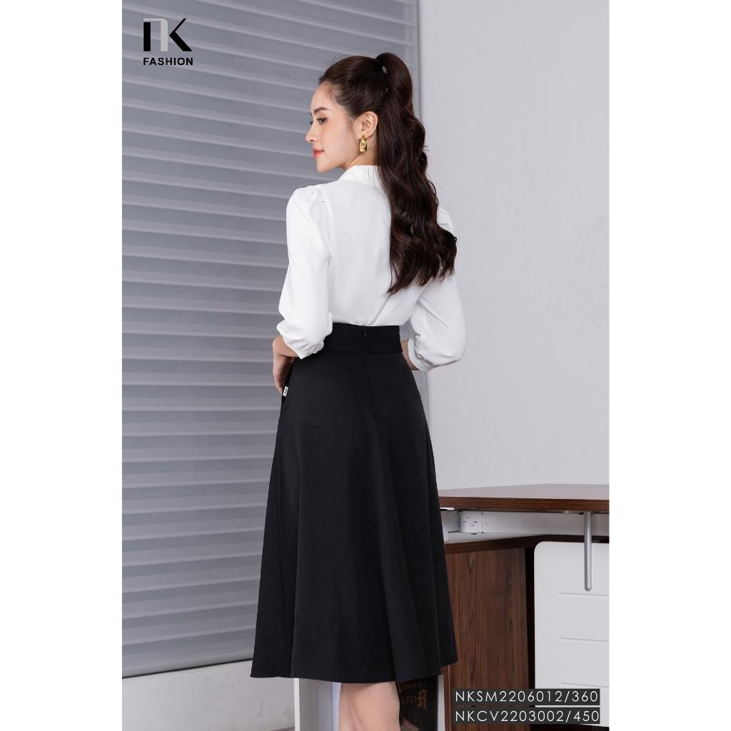Chân Váy Xòe Công Sở NK Fashion Lưng Cao Tôn Dáng, Thiết Kế Phối Túi Chéo Thanh Lịch, Chất Liệu Co Giãn Nhẹ NKCV2203002