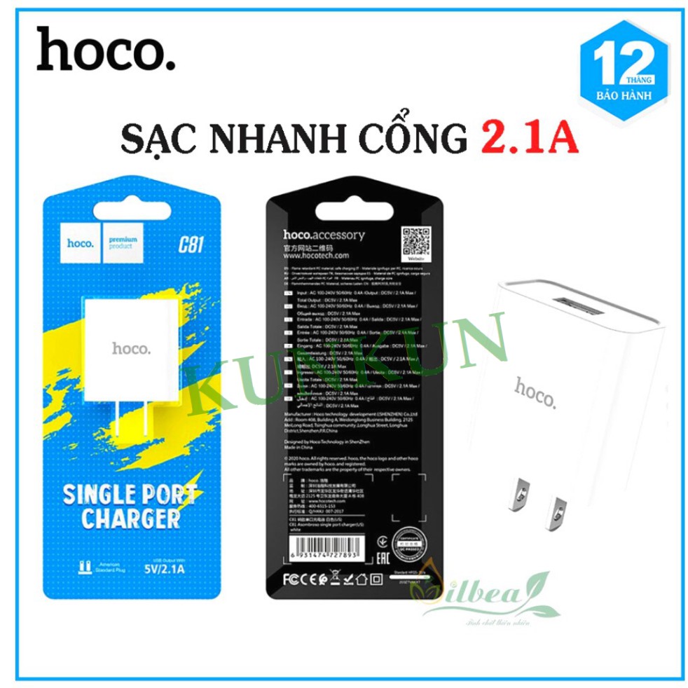 Củ sạc nhanh ip samsung xiaomi chính hãng Borofone BA20 - Cốc cục sạc nhanh cho dòng máy điện thoại
