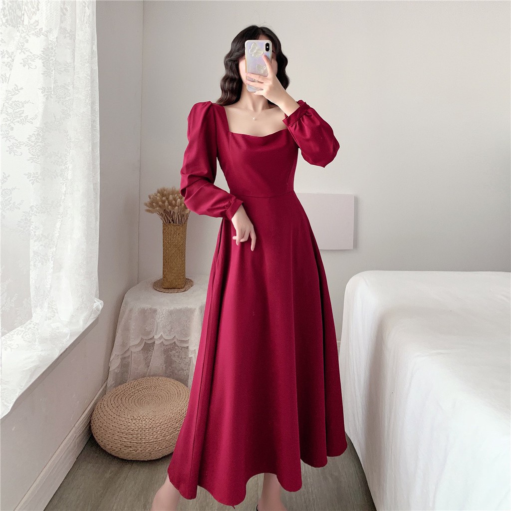 [Mã FATHANG5 giảm 10K đơn 50K] [ẢNH THẬT] - Váy ulzzang tiểu thư tay dài vintage phong cách retro- M12 - jannahouse