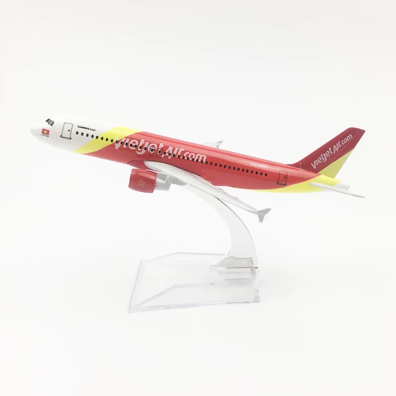 MÁY BAY MÔ HÌNH VIETJET A320, CHẤT LIỆU KIM LOẠI 16cm