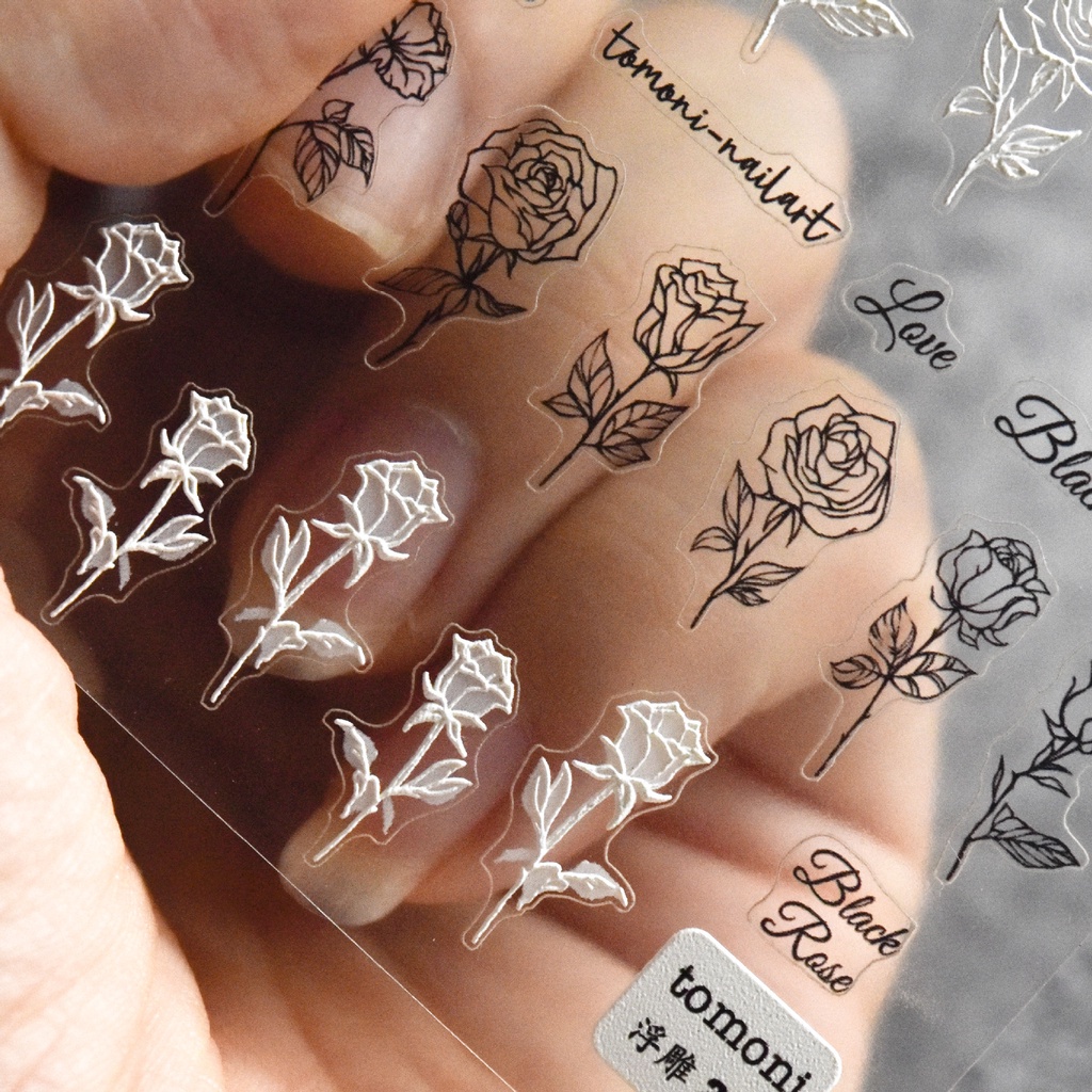 Hình dán nail 5D magico hoa hồng điêu khắc đẹp chất lượng