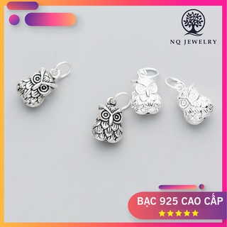 Charm bạc hình mặt cú mèo treo