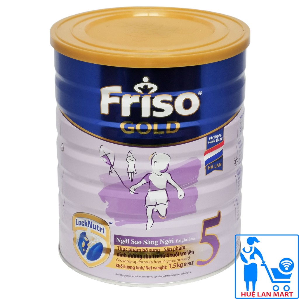 [CHÍNH HÃNG] Sữa Bột Friesland Campina Friso Gold 5 - Hộp 1,5kg (Ngôi sao sáng ngời, sản phẩm dinh dưỡng công thức)