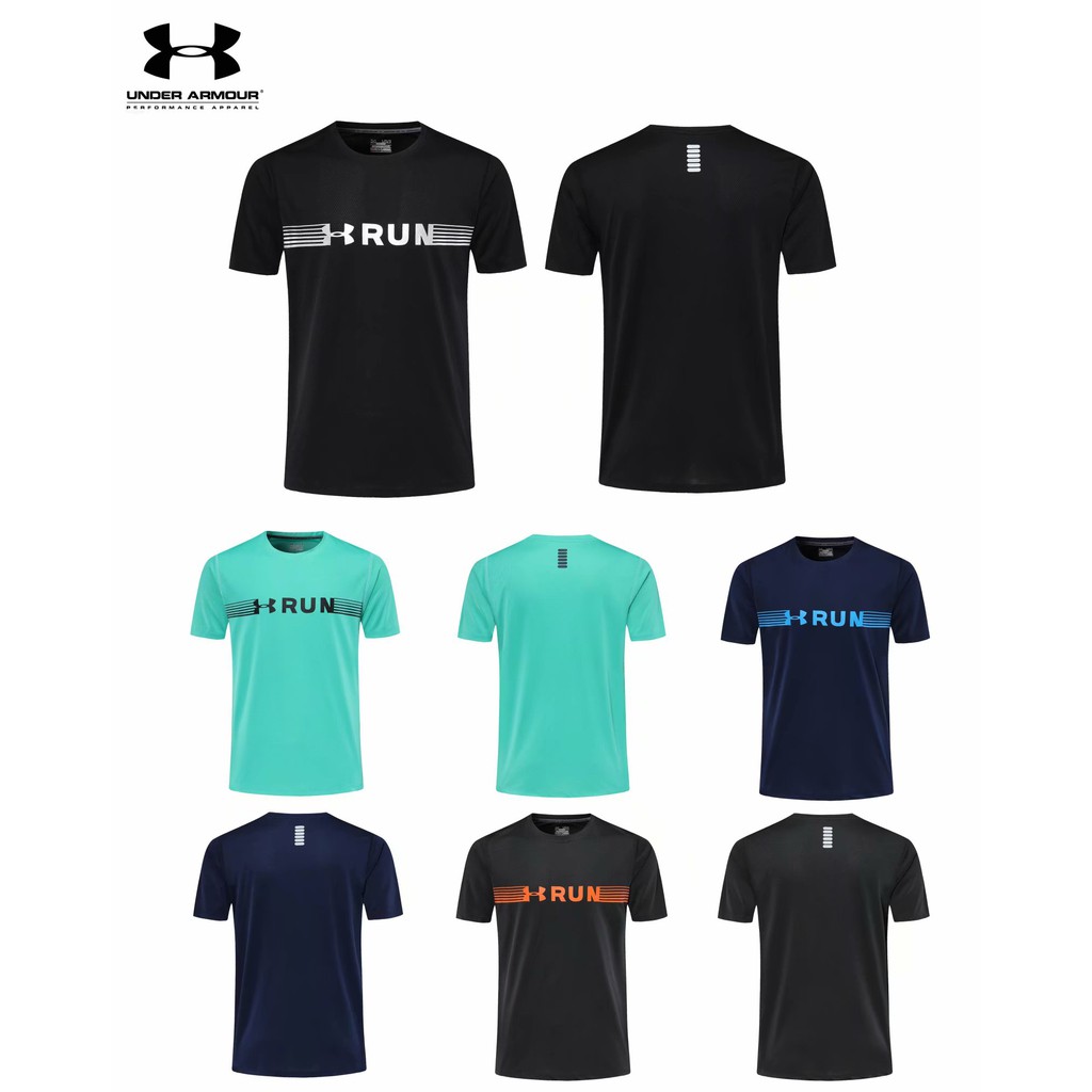 Under Armour In chữ cái logo Áo khoác thể thao Áo khoác tay ngắn Thể dục ống tay ngắn Áo sơ mi ngắn tay chạy