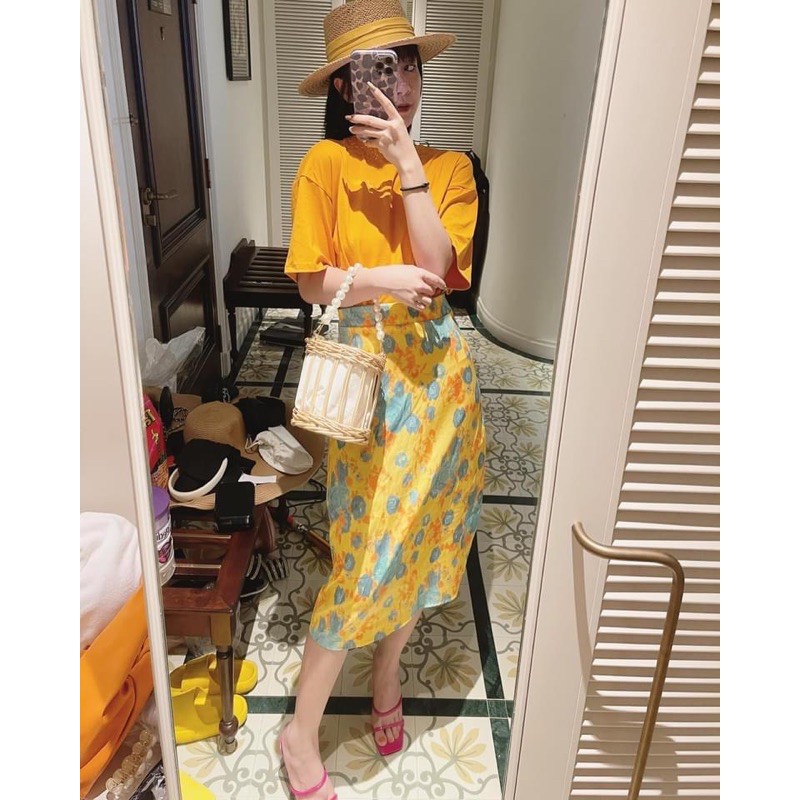 SET CHÂN VÁY HOA MIX ÁO VÀNG ZR | BigBuy360 - bigbuy360.vn