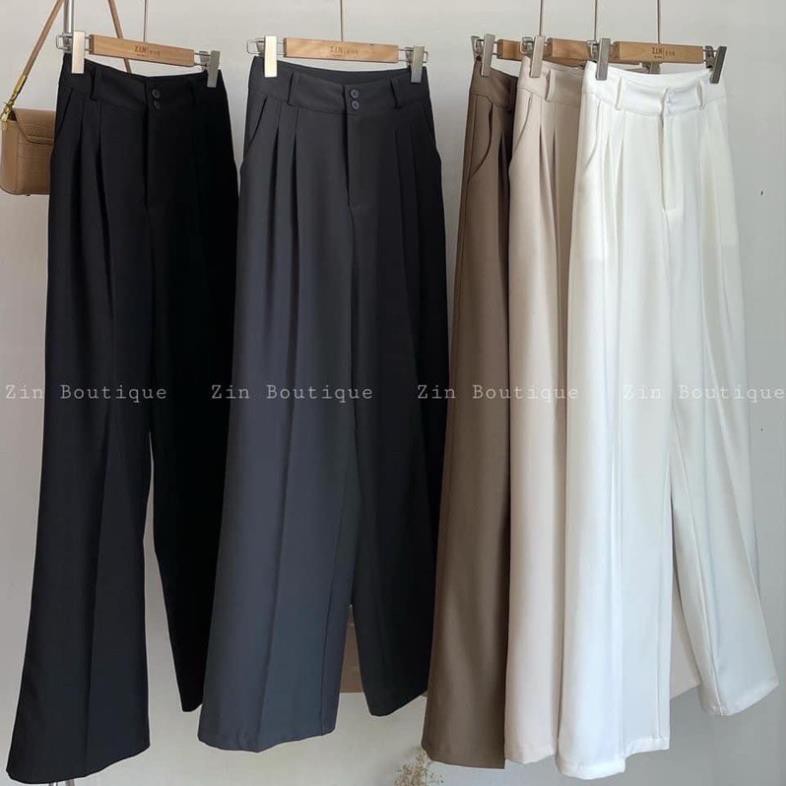 Quần Vải ống Suông Cạp cao (2 cúc bé xinh )hàng Quảng Châu [ẢNH THẬT]- HÀNG CÓ SẴN