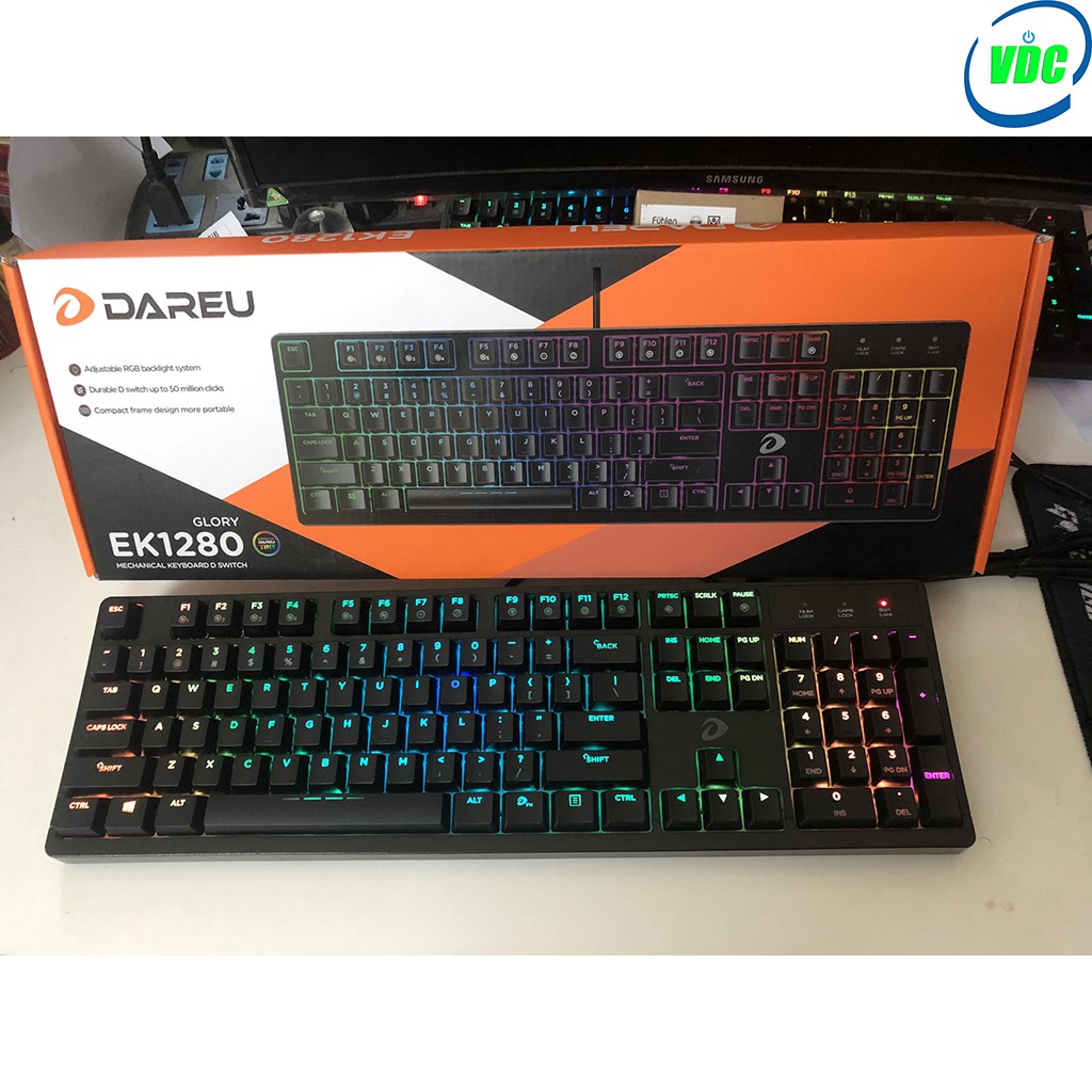 Bàn phím cơ Gaming Dareu EK1280 - Mã cũ DK1280 - Led RGB - 20 chế độ led - Cam kết chính hãng - Bảo hành 24 tháng