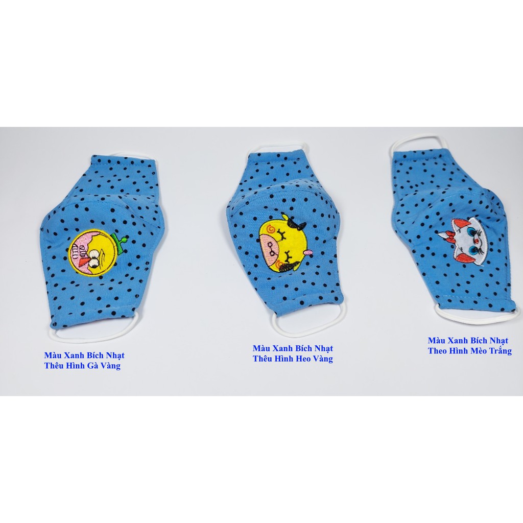 KHẨU TRANG TRẺ EM In chấm bi Thêu hình thú cưng Chất liệu vải Dày 3 lớp Chống nắng Phòng dịch bệnh Thương hiệu MINH ANH | BigBuy360 - bigbuy360.vn