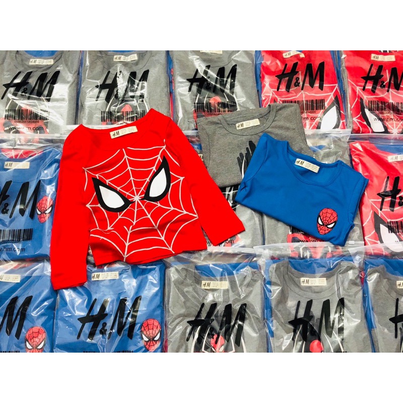 Set 3 áo cotton dài tay Spiderman HM 1-10Y (có ảnh thật)