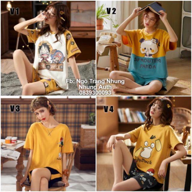 [Nhiều mẫu] Bộ Cotton Mặc Nhà Quần Short Áo Ngắn Tay