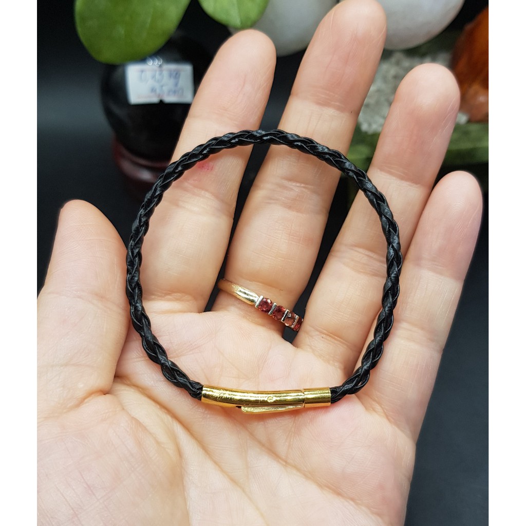 Dây da xoắn tròn màu Đen/Đỏ làm vòng tay, đồ handmade,..... (Size 3mm)