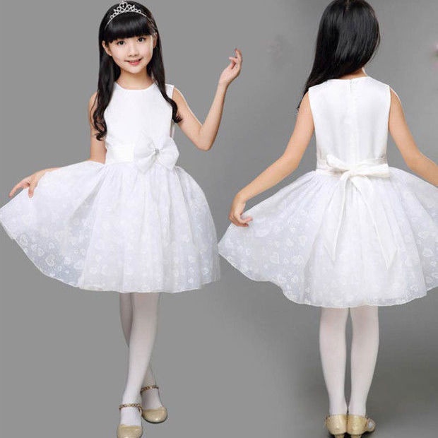 Baju kidbaby Đầm Công Chúa Phồng Màu Trắng Thời Trang Biểu Diễn Đám Cưới Mùa Hè Cho Bé Gái D