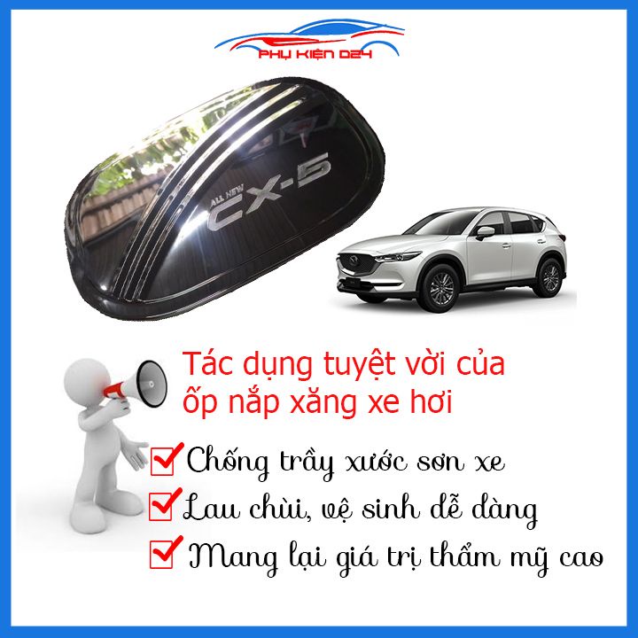 Ốp nắp bình xăng Mazda Cx5 2018-2023 mạ crom bảo vệ chống trầy trang trí ô tô