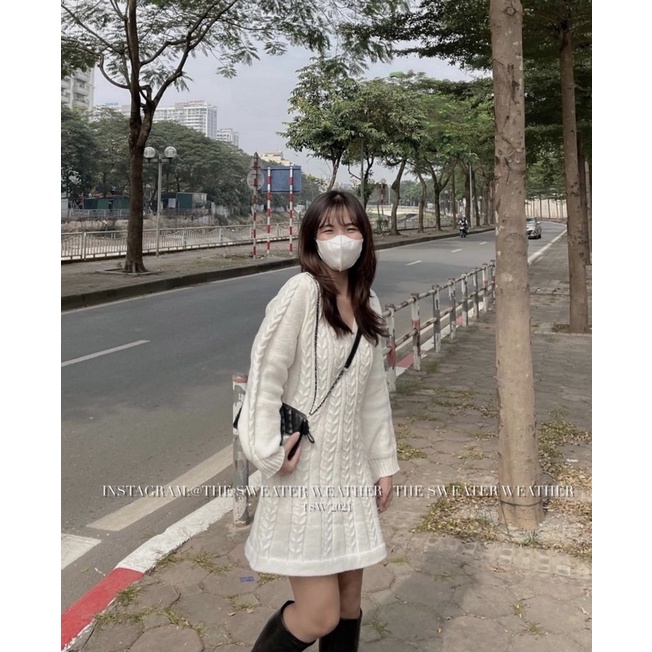 Váy len thừng cổ V dáng ngắn, Váy len nữ cực ấm hàng cao cấp - Xưởng May Hạnh Hồng | BigBuy360 - bigbuy360.vn