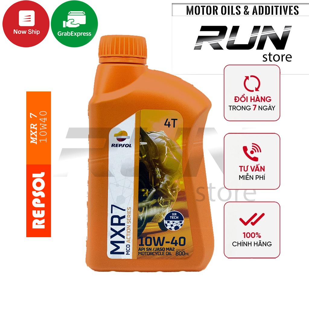 Nhớt Xe Số Gốc Khoáng REPSOL MXR 7 10W40 JASO MA2 API SN 800ml/1000ml – Dành Cho Xe số đời cũ - Made in Indonesia