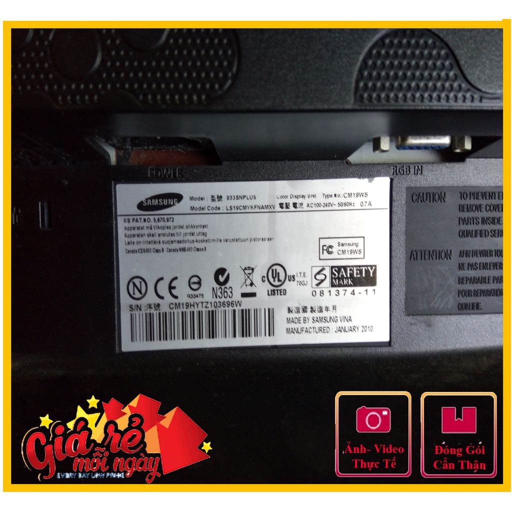 Màn hình Samsung 19 inch 933 SNPLUS Monitor LCD 19 in kèm chân đế cho ae thợ lấy linh kiện