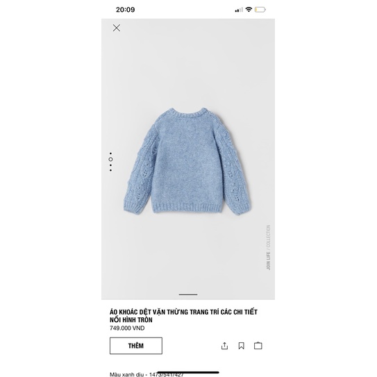 Cardigan len xanh vặn thừng