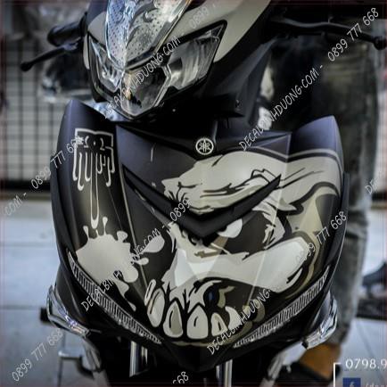 Tem Trùm Exciter 150 Trắng Bạc Đen Mặt Quỷ Decal Nhám Siêu Chất