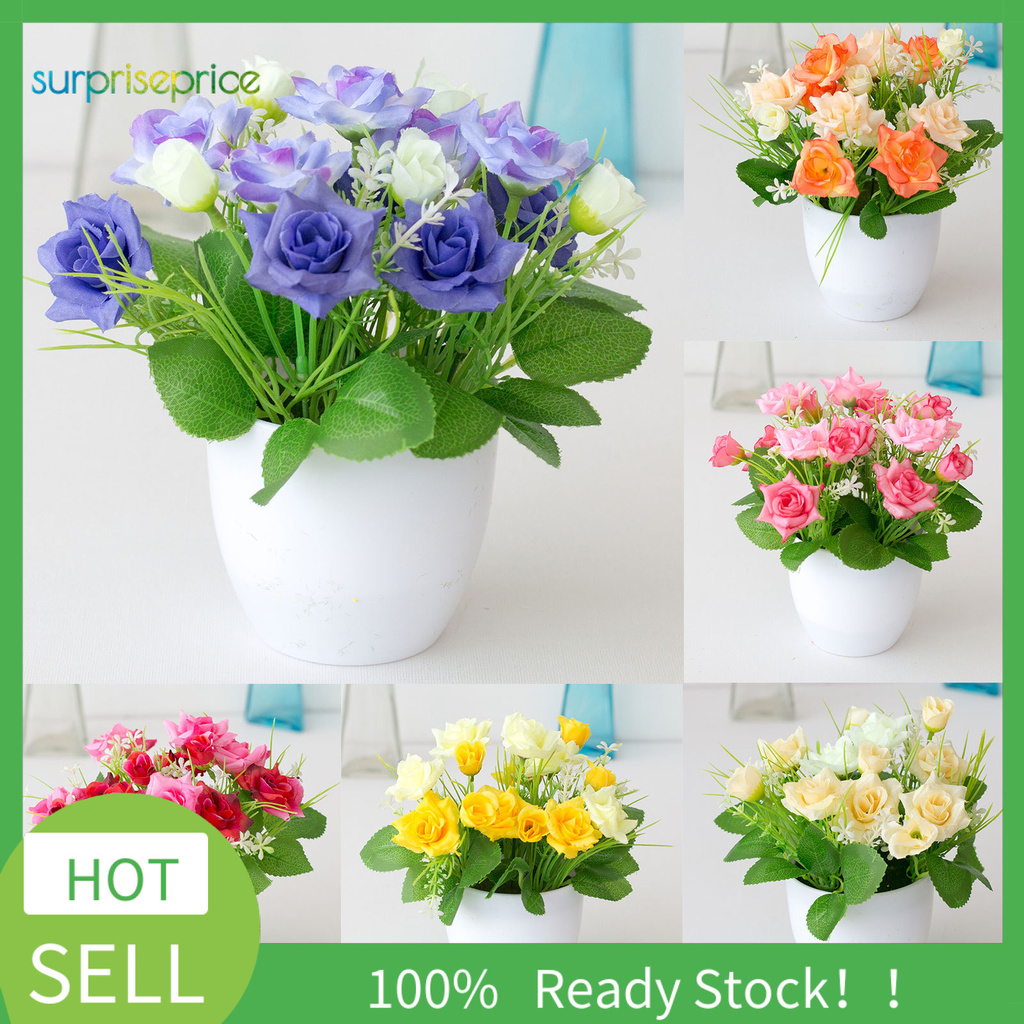 Chậu hoa giả tươi tắn dễ thương phù hợp cho trang trí