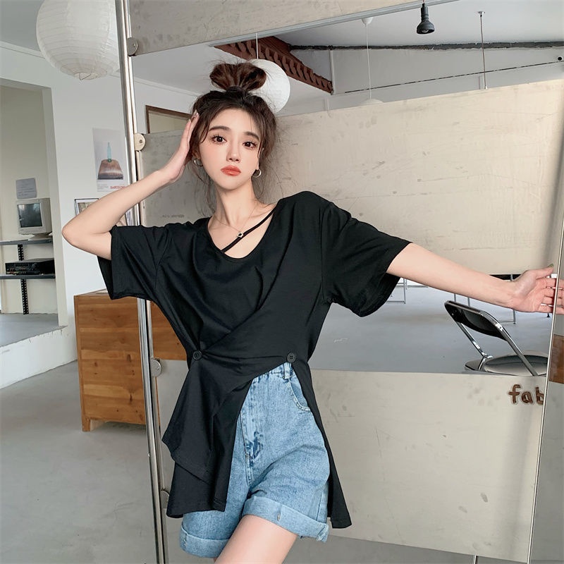 Áo Thun Tay Ngắn Dáng Rộng Thiết Kế Mới Thời Trang Theo Phong Cách Hàn Quốc