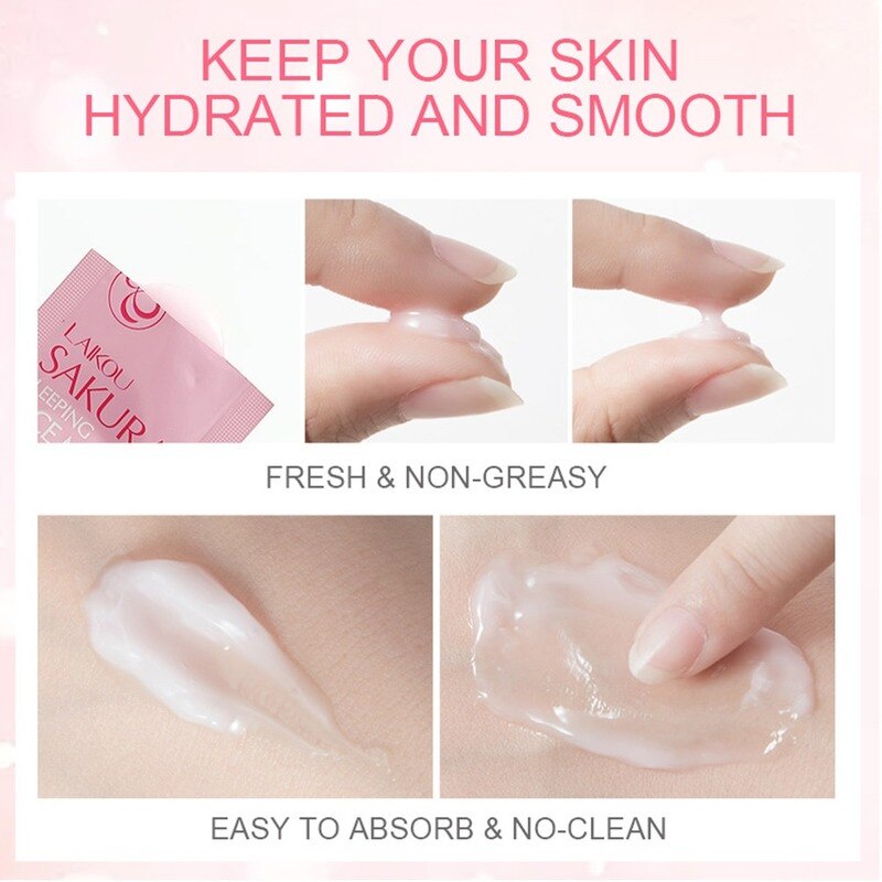 Bộ 5 mặt nạ Sakura Laikou cung cấp dưỡng chất khi ngủ không cần rửa mặt lại ngừa mụn làm sáng da ban đêm 3g