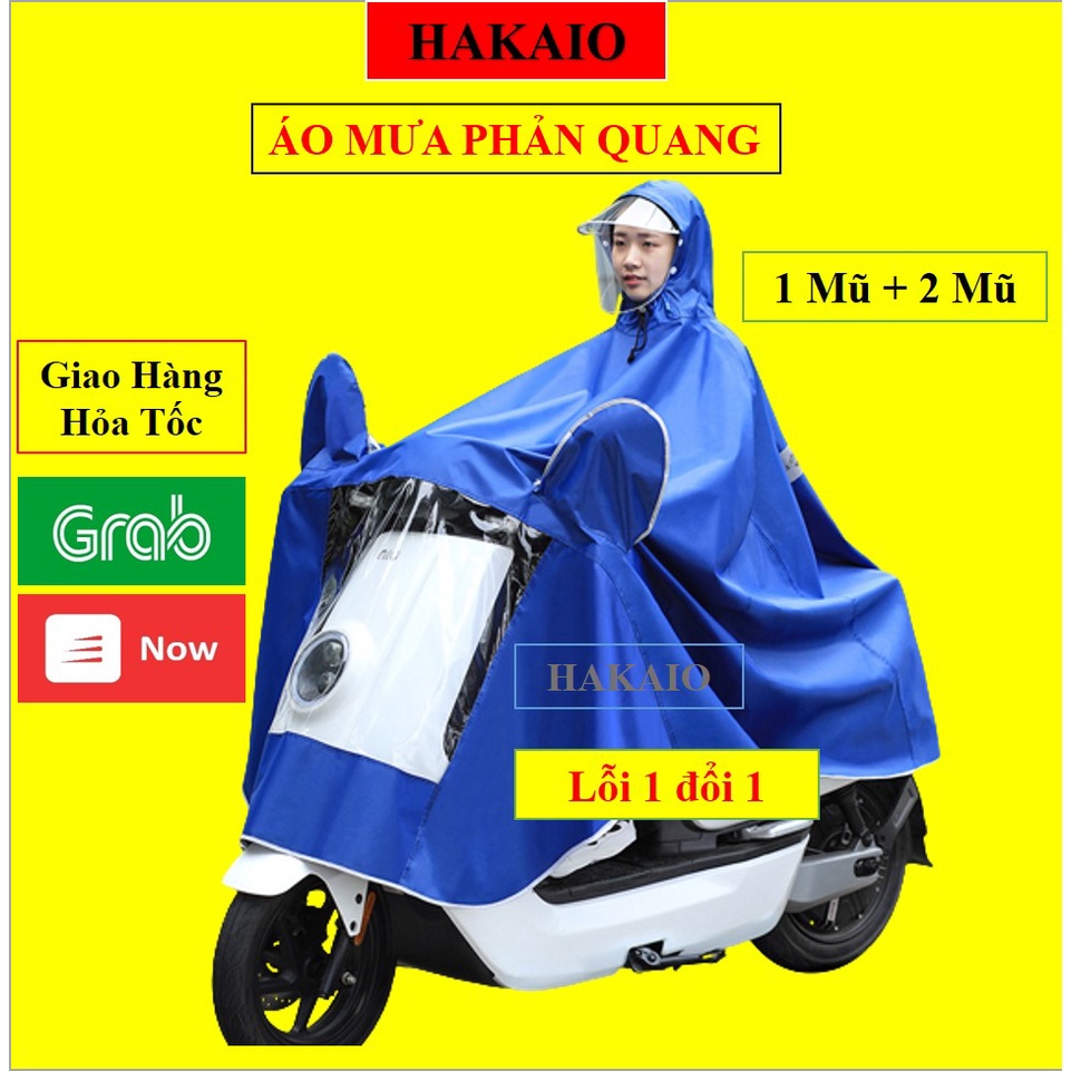 Áo mưa phản quang Thành Nam Loại 1,2 Đầu (Mũ) Vải Dù chống rách có kính che mặt cao cấp
