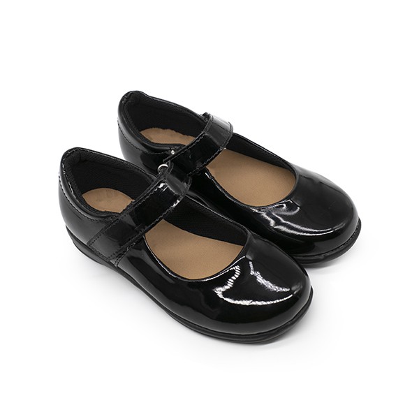 Giày búp bê quai dán - đồng phục học sinh tiểu học - bé gái - full đen - Hiệu Sutumi