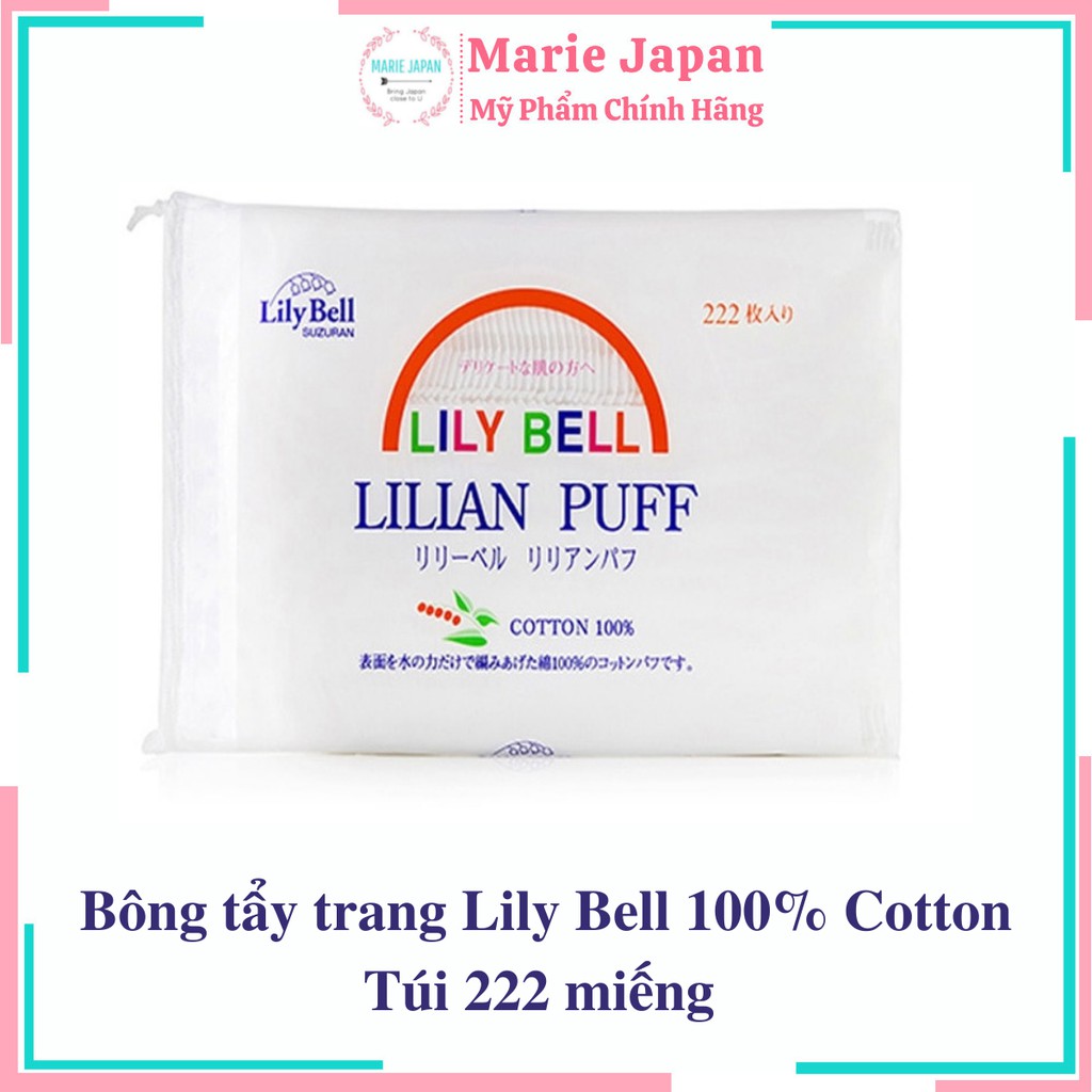 Bông tẩy trang Lily Bell 100% Cotton Túi 222 miếng