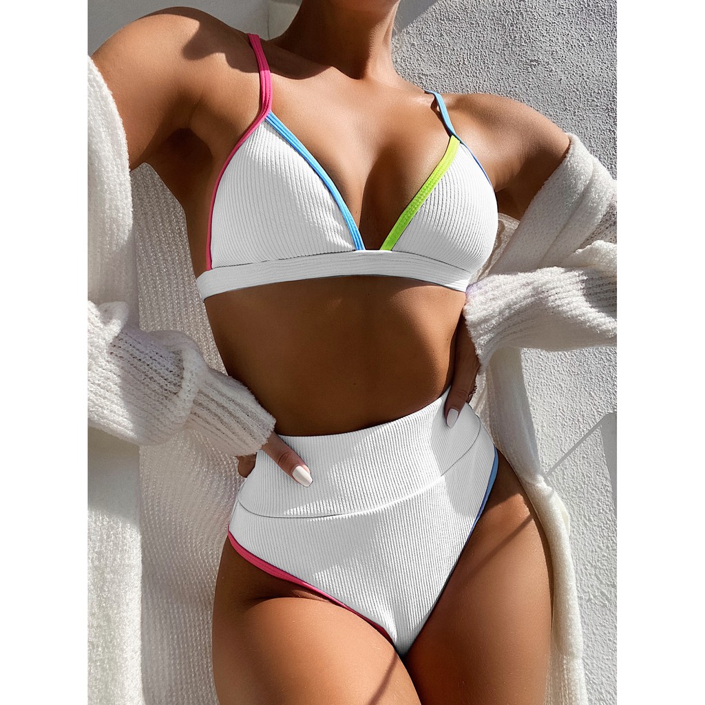 Bikini tam giác cạp cao chất gân (3 màu)